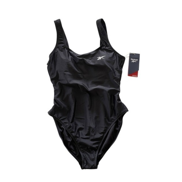 Reebok Black Scoop-Neck Athletic One-Piece Swimsuit Size M NWT $62 - Picture 1 of 4